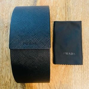Prada Sunglass Case, sunglasses not included. black box with silk prada cleaner